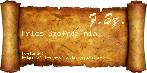 Frics Szofrónia névjegykártya
